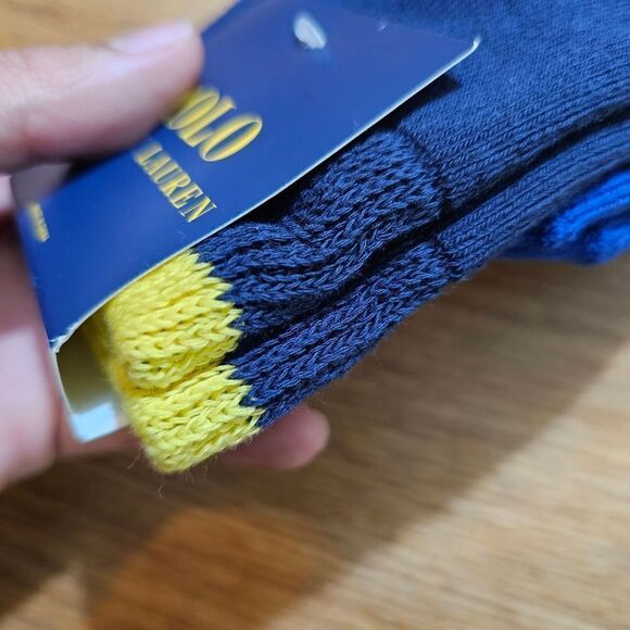 Polo Ralph Lauren Pony Deluxe Crew Socks Embroidered Logo Cotton Blend Navy L - Picture 6 of 10